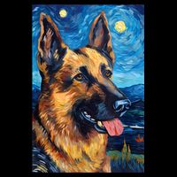 German Shepherd Painting Art Starry Night Sky Dog Van Gogh Zip Tote Bag