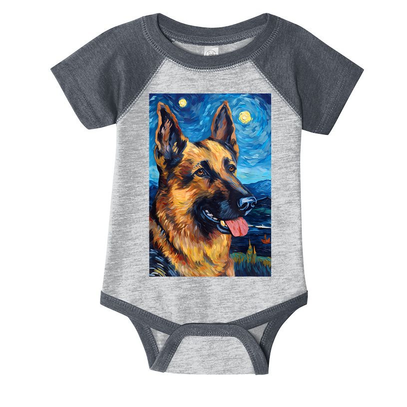 German Shepherd Painting Art Starry Night Sky Dog Van Gogh Infant Baby Jersey Bodysuit