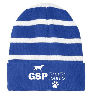 Ger Shorthaired Pointer Dad Dog Adopt Rescue Fathers Day Gift Striped Beanie with Solid Band