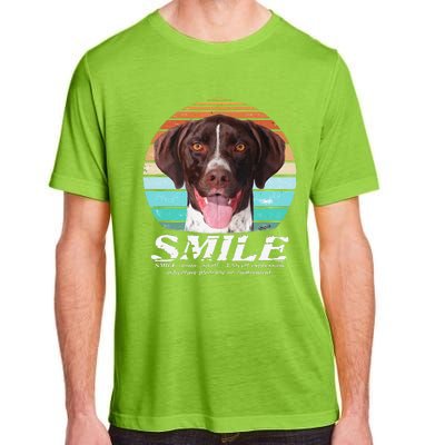 German Shorthaired Pointer GSP Retro SMILE Cute Dog Adult ChromaSoft Performance T-Shirt