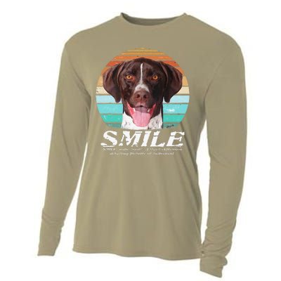 German Shorthaired Pointer GSP Retro SMILE Cute Dog Cooling Performance Long Sleeve Crew