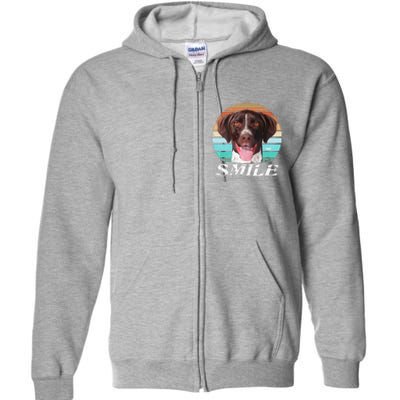 German Shorthaired Pointer GSP Retro SMILE Cute Dog Full Zip Hoodie