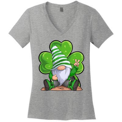 Gnome St Patrick's Day Clover Women's V-Neck T-Shirt