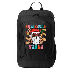 Groovy Santa Peace Christmas Vibes Retro Xmas Funny Funny City Backpack