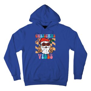 Groovy Santa Peace Christmas Vibes Retro Xmas Funny Funny Hoodie