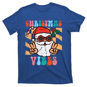 Groovy Santa Peace Christmas Vibes Retro Xmas Funny Funny T-Shirt