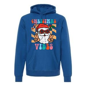 Groovy Santa Peace Christmas Vibes Retro Xmas Funny Funny Premium Hoodie