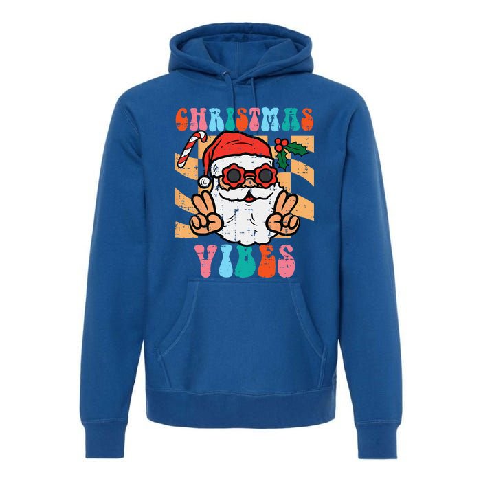 Groovy Santa Peace Christmas Vibes Retro Xmas Funny Funny Premium Hoodie