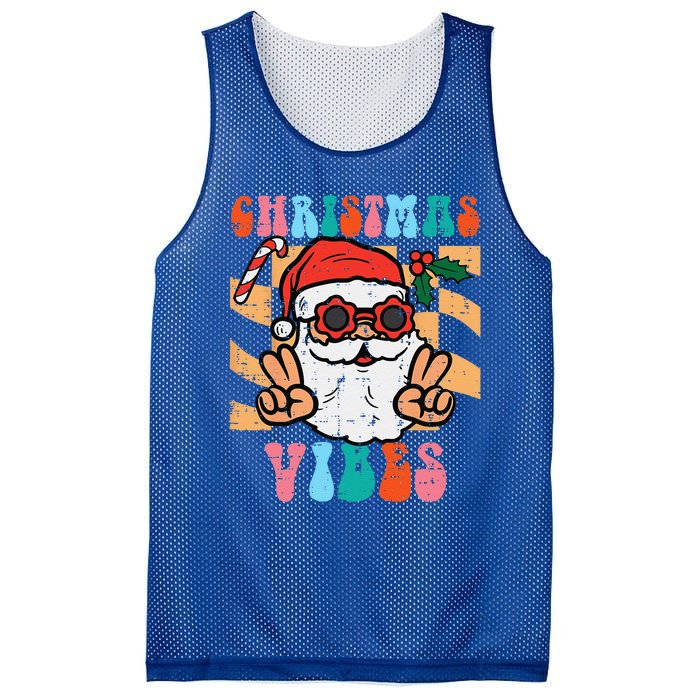 Groovy Santa Peace Christmas Vibes Retro Xmas Funny Funny Mesh Reversible Basketball Jersey Tank