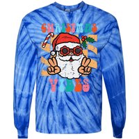 Groovy Santa Peace Christmas Vibes Retro Xmas Funny Funny Tie-Dye Long Sleeve Shirt