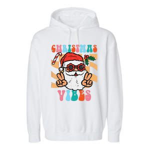 Groovy Santa Peace Christmas Vibes Retro Xmas Funny Funny Garment-Dyed Fleece Hoodie