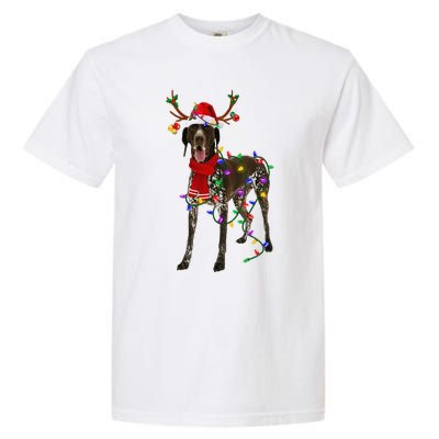 German Shorthaired Pointer Dog Tree Christmas Lights Pajama Garment-Dyed Heavyweight T-Shirt