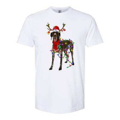 German Shorthaired Pointer Dog Tree Christmas Lights Pajama Softstyle® CVC T-Shirt