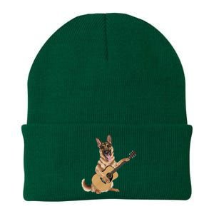 German Shepherd playing the acoustic guitar Knit Cap Winter Beanie