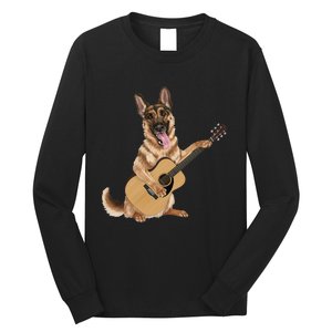 German Shepherd playing the acoustic guitar Long Sleeve Shirt