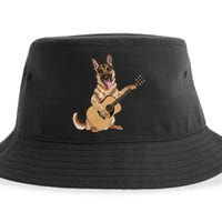 German Shepherd playing the acoustic guitar Sustainable Bucket Hat