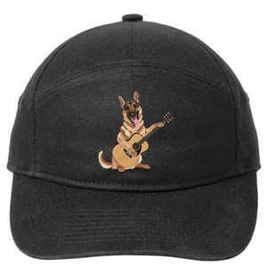 German Shepherd playing the acoustic guitar 7-Panel Snapback Hat