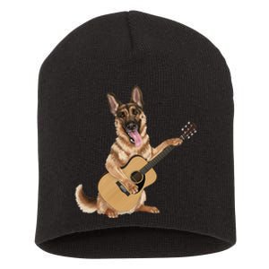 German Shepherd playing the acoustic guitar Short Acrylic Beanie