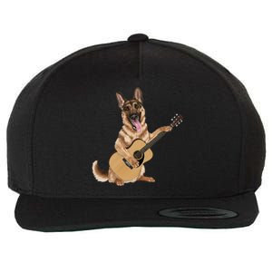 German Shepherd playing the acoustic guitar Wool Snapback Cap