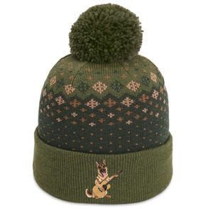 German Shepherd playing the acoustic guitar The Baniff Cuffed Pom Beanie