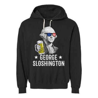 George Sloshington President George Washington Drinking Beer Garment-Dyed Fleece Hoodie