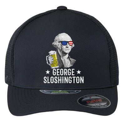 George Sloshington President George Washington Drinking Beer Flexfit Unipanel Trucker Cap