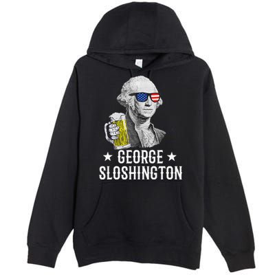 George Sloshington President George Washington Drinking Beer Premium Pullover Hoodie