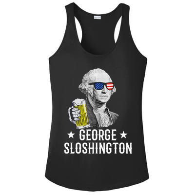 George Sloshington President George Washington Drinking Beer Ladies PosiCharge Competitor Racerback Tank