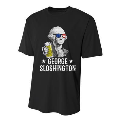 George Sloshington President George Washington Drinking Beer Youth Performance Sprint T-Shirt