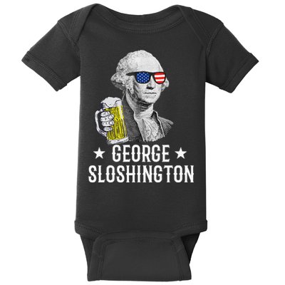 George Sloshington President George Washington Drinking Beer Baby Bodysuit