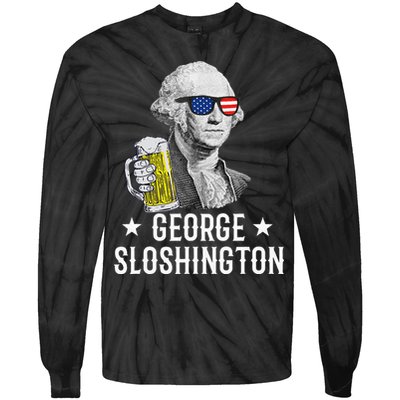 George Sloshington President George Washington Drinking Beer Tie-Dye Long Sleeve Shirt