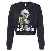 George Sloshington President George Washington Drinking Beer Cropped Pullover Crew