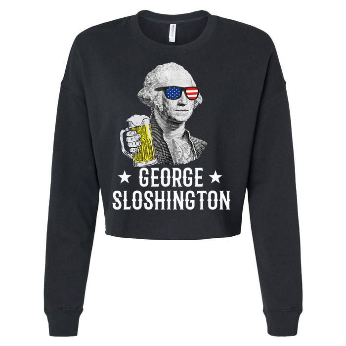 George Sloshington President George Washington Drinking Beer Cropped Pullover Crew