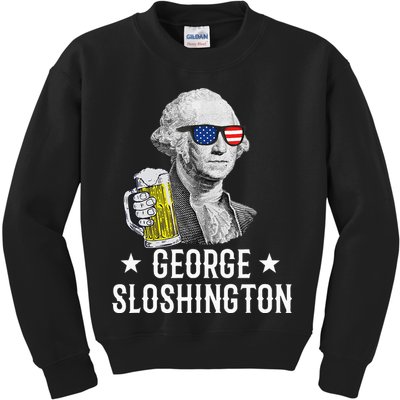 George Sloshington President George Washington Drinking Beer Kids Sweatshirt