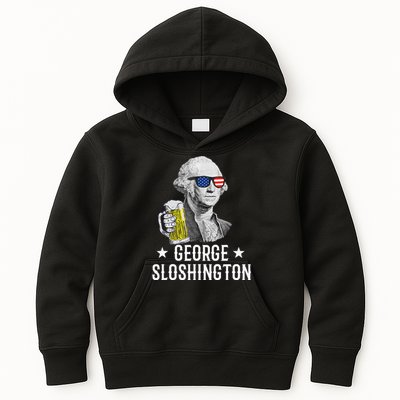 George Sloshington President George Washington Drinking Beer Kids Hoodie
