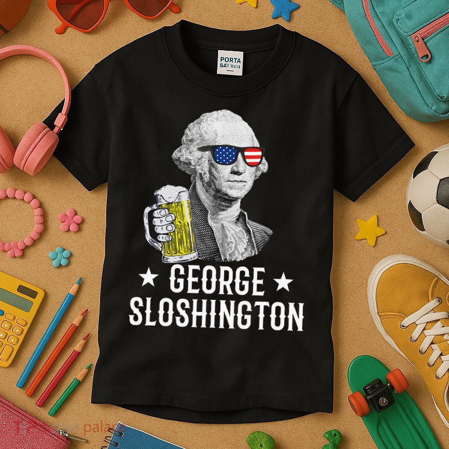 George Sloshington President George Washington Drinking Beer Kids T-Shirt