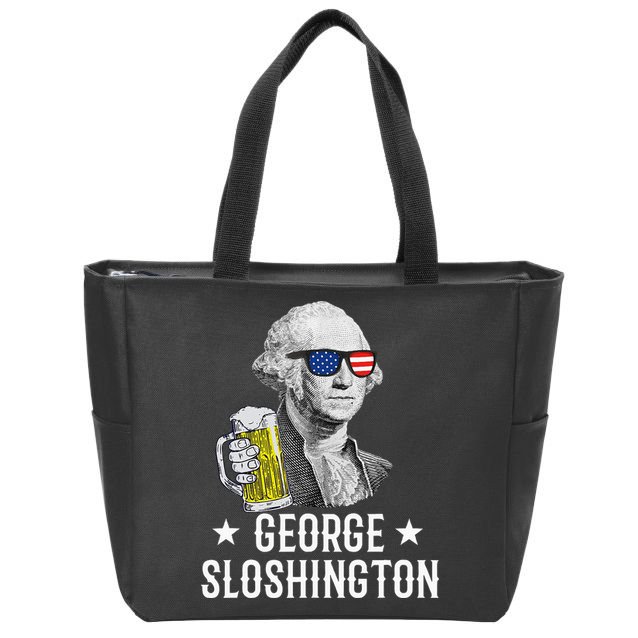 George Sloshington President George Washington Drinking Beer Zip Tote Bag