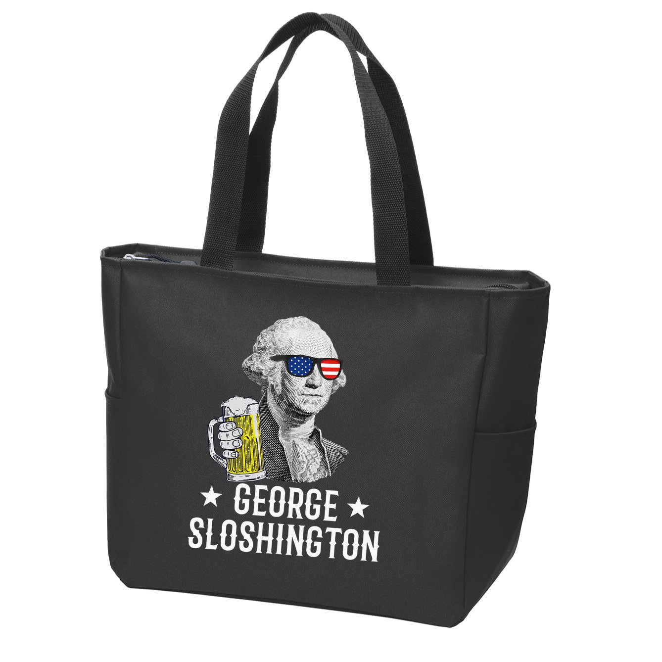 George Sloshington President George Washington Drinking Beer Zip Tote Bag