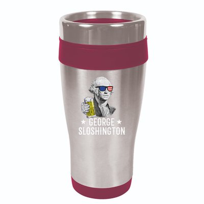 George Sloshington President George Washington Drinking Beer 16oz Travel Tumbler