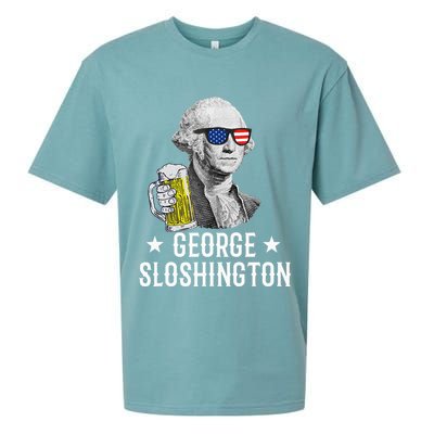 George Sloshington President George Washington Drinking Beer Sueded Cloud Jersey T-Shirt