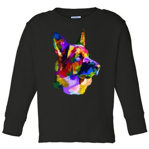 German Shepherd Pop Art Portrait for Dog Owners Toddler Long Sleeve Shirt