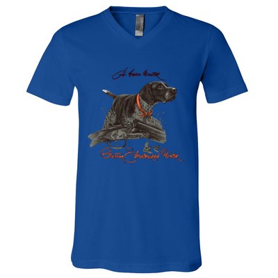 Ger Shorthaired Pointer Meaningful Gift A Born Hunter! Cute Gift V-Neck T-Shirt