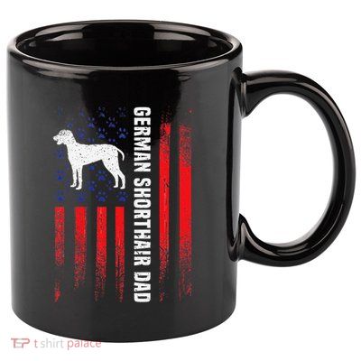 German Shorthair Pointer Dog Dad American Flag Patriotic 11oz C Handle Ceramic Mug