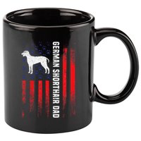 German Shorthair Pointer Dog Dad American Flag Patriotic 11oz C Handle Ceramic Mug