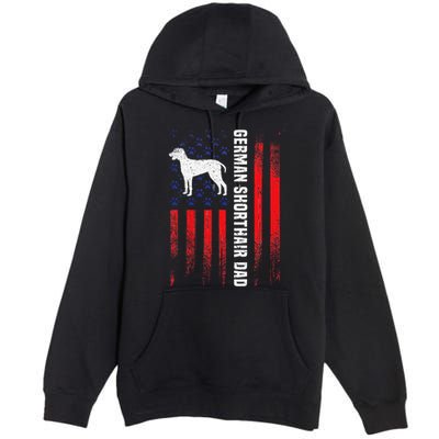 German Shorthair Pointer Dog Dad American Flag Patriotic Premium Pullover Hoodie