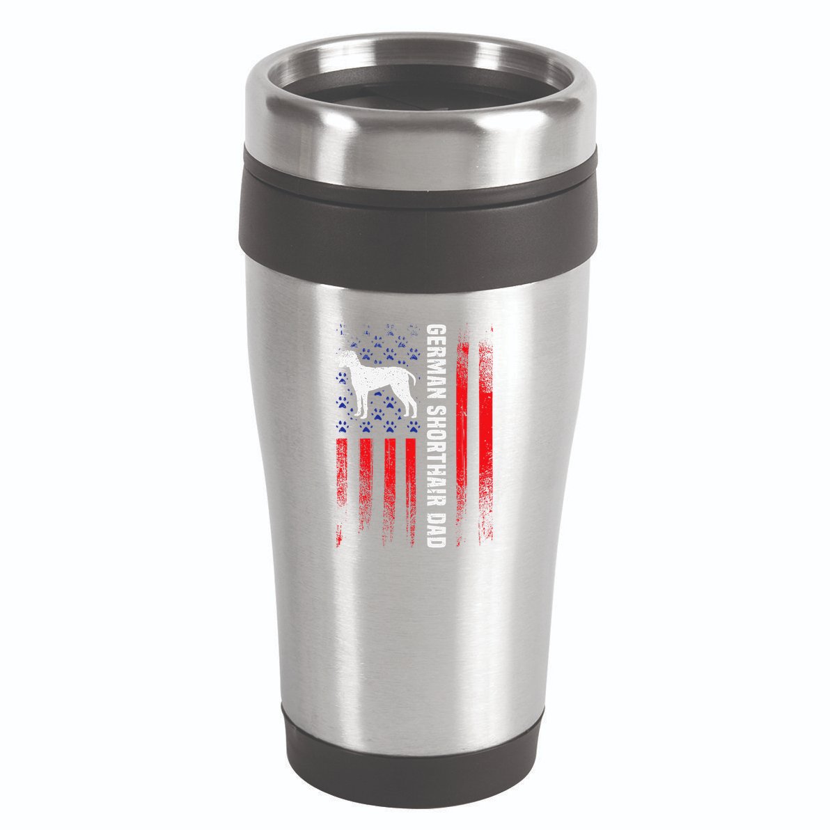 German Shorthair Pointer Dog Dad American Flag Patriotic 16oz Travel Tumbler