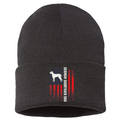 German Shorthair Pointer Dog Dad American Flag Patriotic Sustainable Knit Beanie