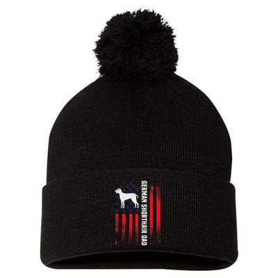 German Shorthair Pointer Dog Dad American Flag Patriotic Pom Pom 12in Knit Beanie