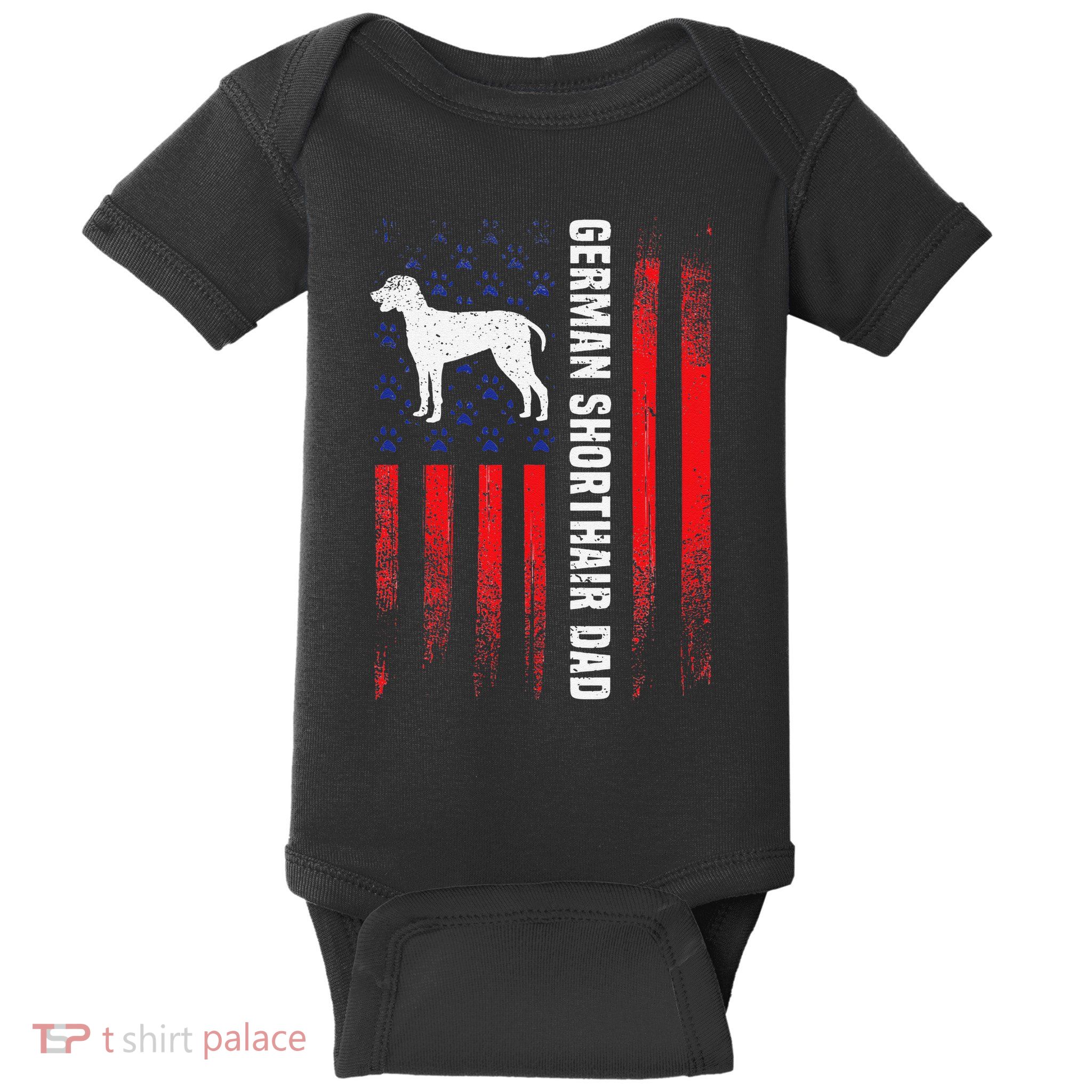 German Shorthair Pointer Dog Dad American Flag Patriotic Baby Bodysuit