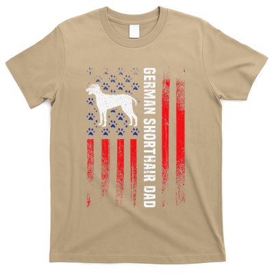 German Shorthair Pointer Dog Dad American Flag Patriotic T-Shirt